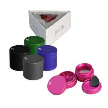 Grinder Aluminium Tapis 4 parties (Black Leaf) 55 mm