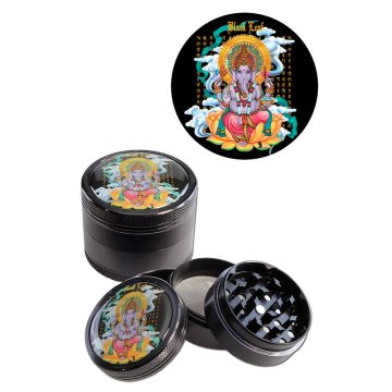 Grinder en Aluminium Ganesha 4 parties (Black Leaf) 50 mm