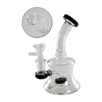 Mini Bang en Verre pour Dabbing & Weed (Black Leaf) 2 in 1