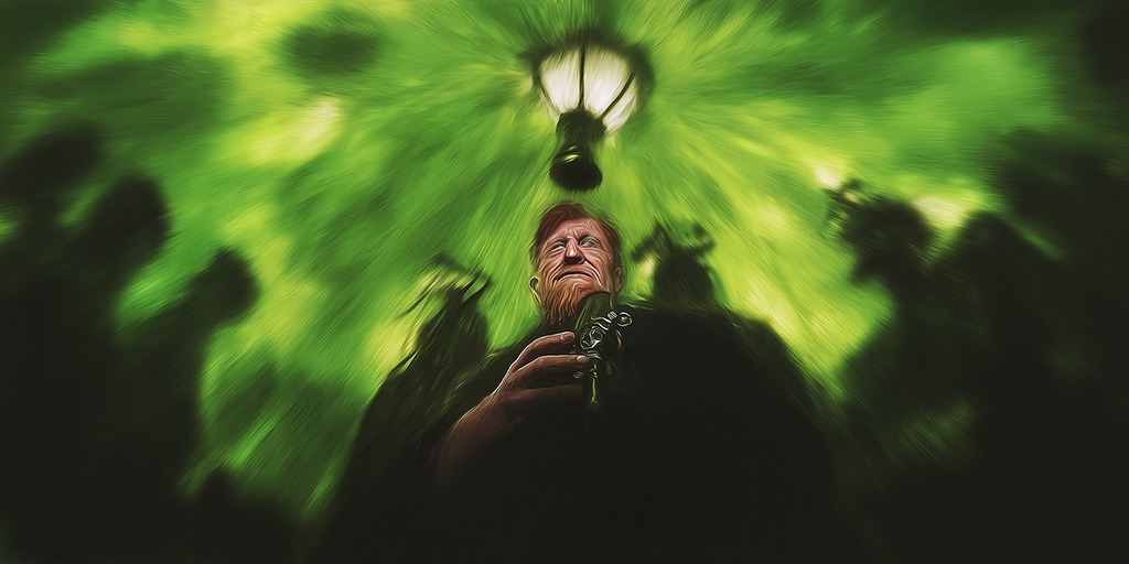 illustration de Vincent van Gogh buvant de l’absinthe et en train d’halluciner.